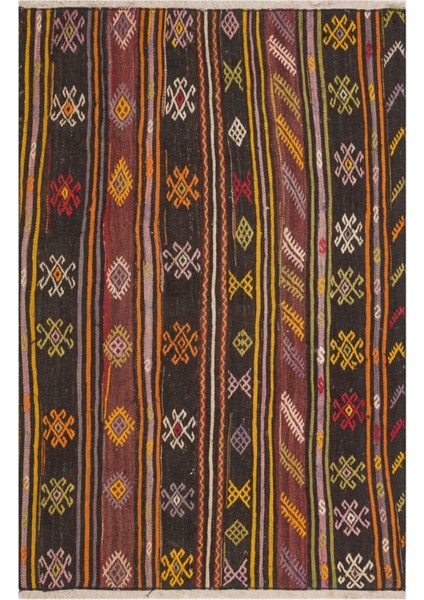 El Dokuma Renkl Çiçekli Vintage Kilim