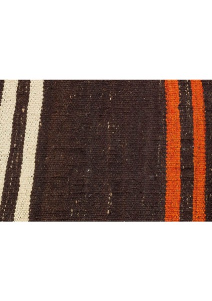 Gerçek El Dokuma Renkli Çizgili Vintage Kilim