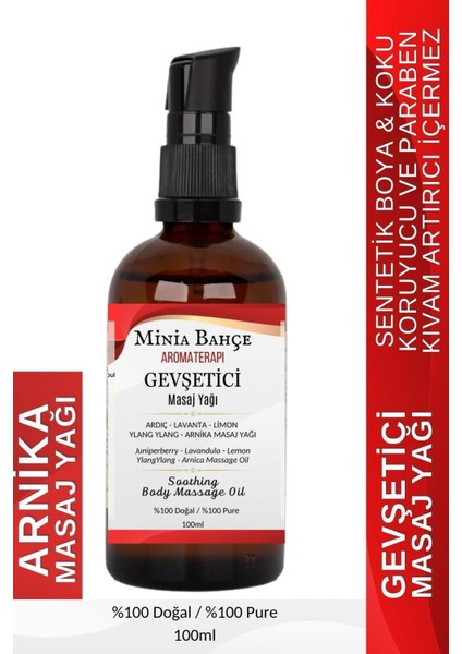 Minia Bahçe Gevşetici Masaj Yağı -Ardıç, Lavanta, Limon, Ylangylang, ARNIKA-%100 SAF,100ML