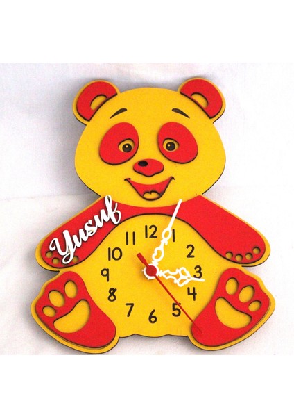 Çocuk Odası Sevimli Ayıcık Duvar Saati Renk ve Isim Secenekli modelleri