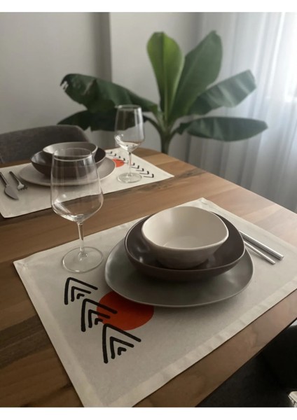 Etnik Desenli El Baskısı Runner / Amerikan Servis Takımı