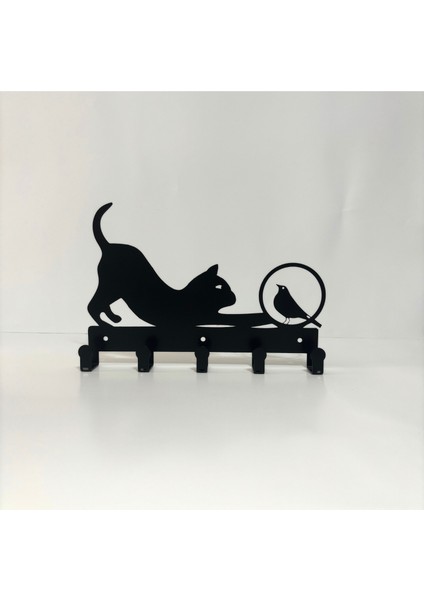 Metal Dekoratif Kedi-Kuş Desenli Anahtarlık Askısı fiyatları