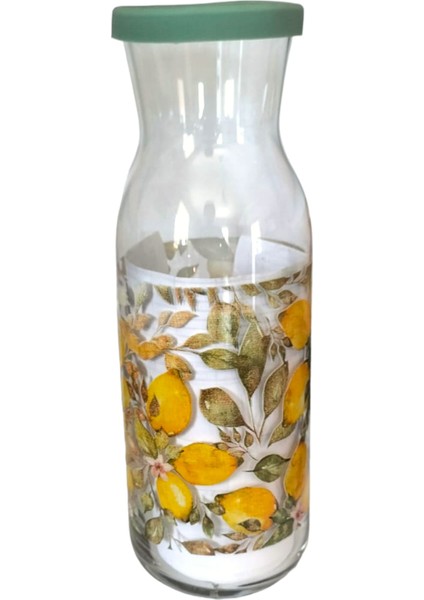 Yaz Esintili ! Silikon Kapaklı, Limon Baskılı Cam; Süt, Su ve Meşrubar Sürahisi fiyatları