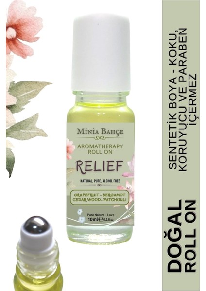 Relief, Doğal Roll on, Bergamot, Sedir Ağacı, Greyfurt, Paçuli Yağı, 10ml
