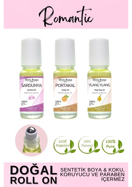 Doğal Roll On, Romantik Seti, Sardunya, Ylang Ylang Ve Portakal Uçucu Yağı, 10ml X 3