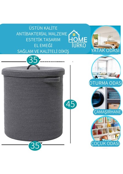 Jüt Kapaklı Kulplu Çamaşır Sepeti