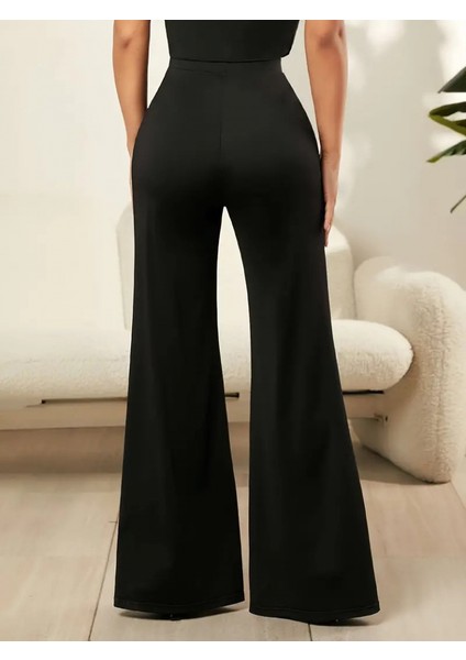 Kadın Önü Dantel Detay Ispanyol Paça Ithal Krep Pantolon modelleri