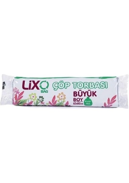 Büyük Boy Çöp Torbası 65 x 80 cm 10 Lu Rulo x 1 Paket = 10 Adet (Mavi)