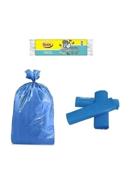 Battal Boy Çöp Torbası 75 x 90 cm 10 Lu Rulo x 1 Paket = 10 Adet (Mavi)
