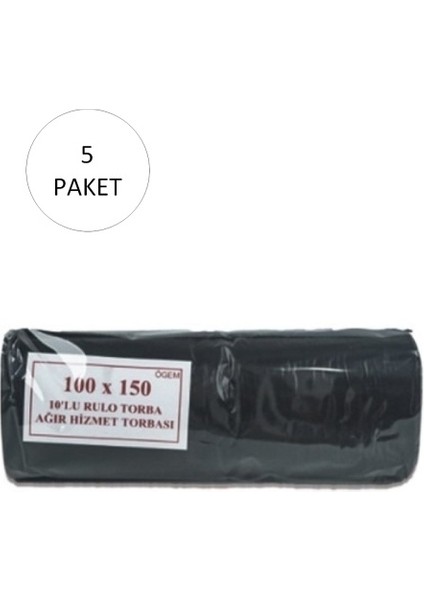 Hantal Boy Çöp Torbası 100 x 150 cm 10 Lu Rulo x 5 Paket = 50 Adet (Siyah)