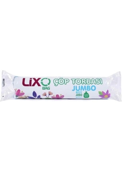 J-250 Jumbo Boy Çöp Torbası 80 x 110 cm 10 Lu Rulo x 1 Paket = 10 Adet (Mavi)