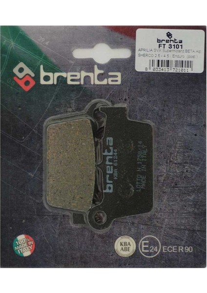 Yamaha Wr 250 F Arka Fren Balata Brenta (Made In Italy)