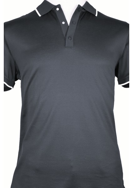 241700305 Çıtçıtlı P.yaka Tshırt Siyah