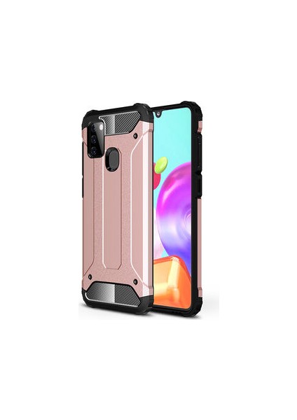 Samsung Galaxy A21S Tam Koruma Sağlayan Çift Katmanlı Crash Premium Sert Silikon Kılıf