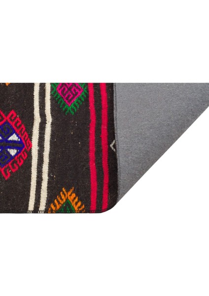 El Dokuma Çok Renkli Desen Vintage Kilim