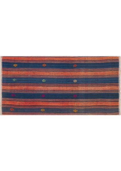 Anadolu El Dokuma Kiremit Larcivert Renk Vintage Kilim