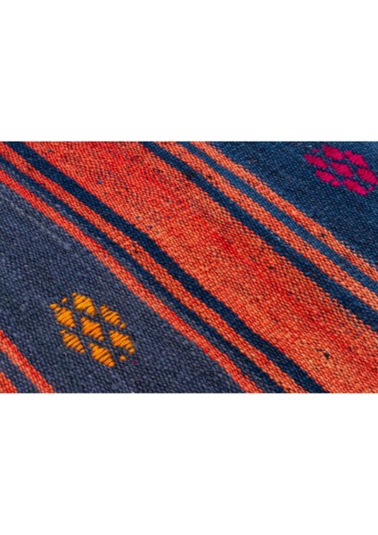 Anadolu El Dokuma Kiremit Larcivert Renk Vintage Kilim