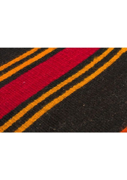 Gerçek El Dokuma Pembe Sarı Rengi Çizgili Vintage Kilim