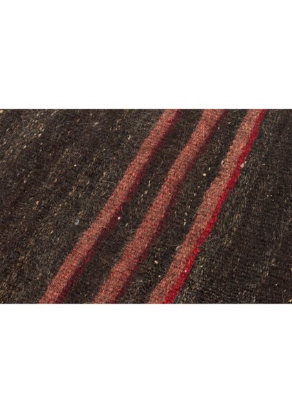 Anadolu El Dokuma Mürdüm Rengi Çizgili Vintage Kilim