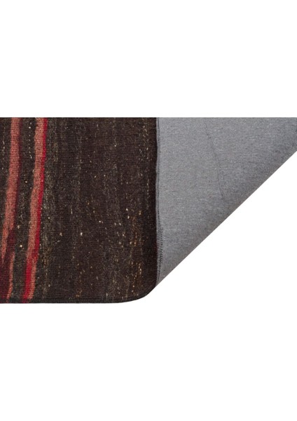 Anadolu El Dokuma Mürdüm Rengi Çizgili Vintage Kilim
