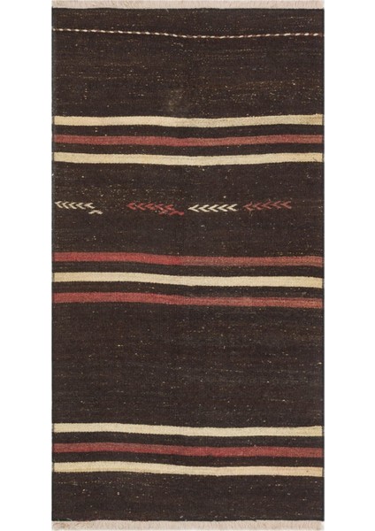 Grand Hedef Halı Krem Rengi Çizgili Desen El Dokuma Vintage Kilim