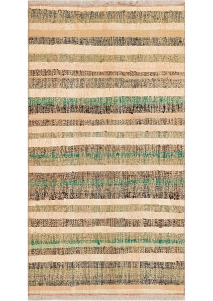 Gerçek El Dokuma Krem Multı Renk Vintage Kilim