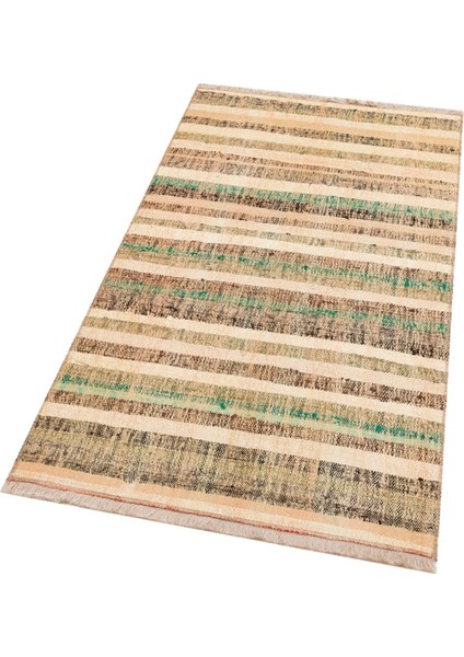 Gerçek El Dokuma Krem Multı Renk Vintage Kilim