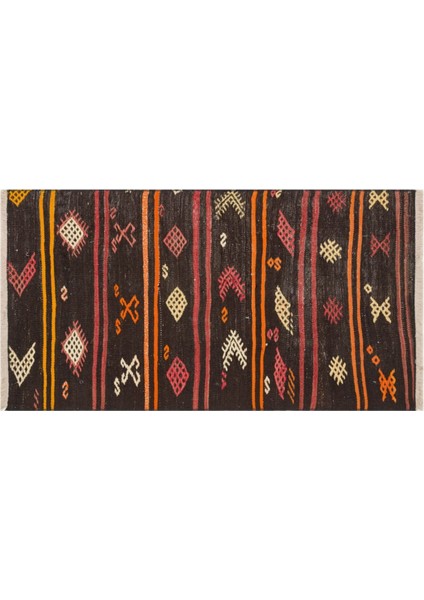 Özel Mürdüm Rengi Çiçekli Desen Vintage Kilim