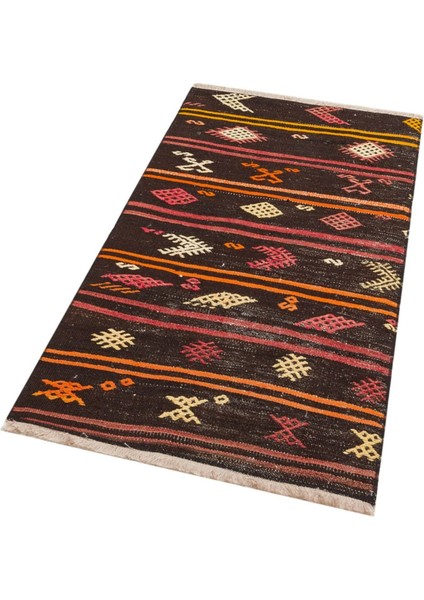 Özel Mürdüm Rengi Çiçekli Desen Vintage Kilim