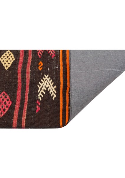 Özel Mürdüm Rengi Çiçekli Desen Vintage Kilim