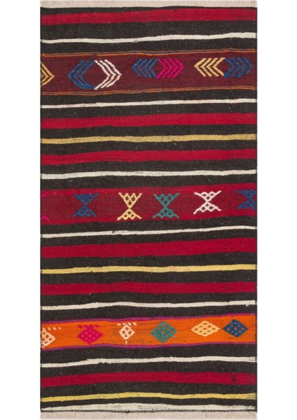 Özel Kırmızı Renk El Dokuma Vintage Kilim