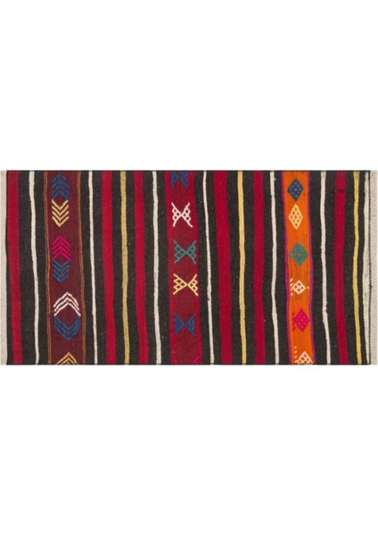 Özel Kırmızı Renk El Dokuma Vintage Kilim