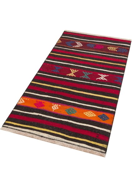 Özel Kırmızı Renk El Dokuma Vintage Kilim