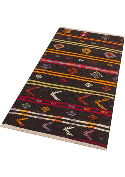 Gerçek El Dokuma Karışık Rengi Vintage Kilim