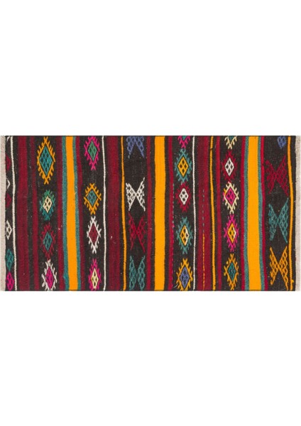 Anadolu El Dokuma Çizgili Desen Vintage Kilim