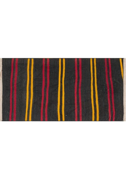 Gerçek El Dokuma Çizgili Desen Vintage Kilim