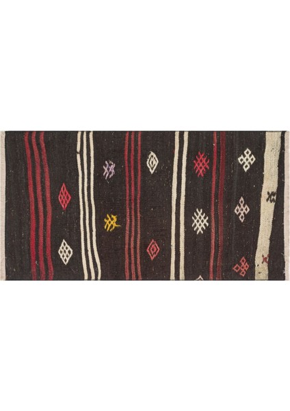 Gerçek El Dokuma Karışık Renk Vintage Kilim