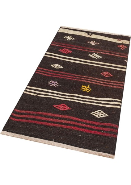 Gerçek El Dokuma Karışık Renk Vintage Kilim