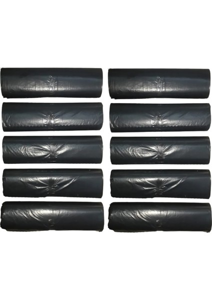 J-250 Jumbo Boy Çöp Poşeti (80 x 110 Cm) 10 Lu Rulo x 10 Paket Çöp Torbası Siyah