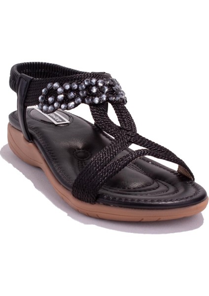 DZA07-74172497CN Siyah Günlük Ortopedik Kadın Sandalet