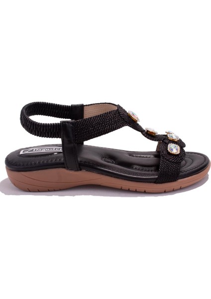 DZA07-74172497CN Siyah Günlük Ortopedik Kadın Sandalet