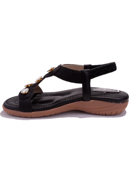 DZA07-74172497CN Siyah Günlük Ortopedik Kadın Sandalet