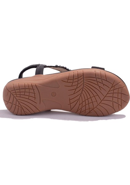 DZA07-74172497CN Siyah Günlük Ortopedik Kadın Sandalet
