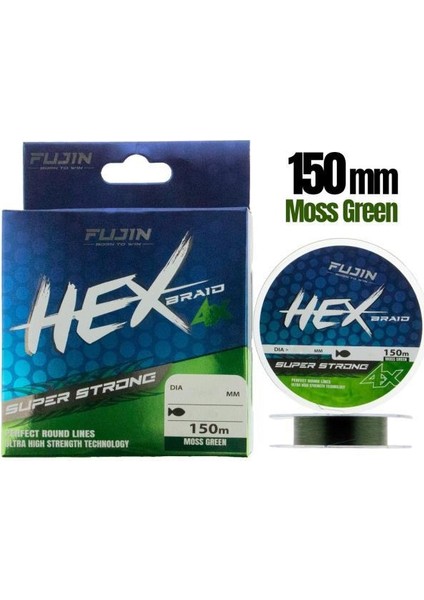 Hex Braid 4x 150MT 0.16MM Moss Green Pe Ip Misina