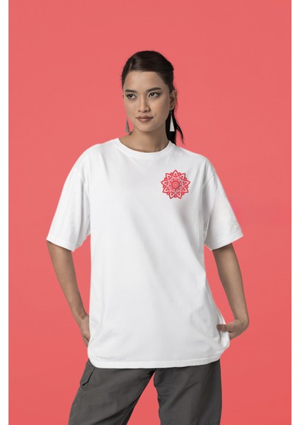 Desenli Ön ve Sırt Baskılı Oversize Unisex Pamuklu Premium Tshirt
