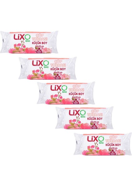 Küçük Boy Çöp Poşeti (40 x 50CM) 40 Lı Rulo x 5 Paket Çöp Torbası Şeffaf 10 Litre