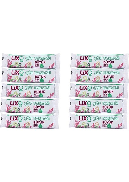 Büyük Boy Çöp Poşeti (65 x 80 Cm) 10 Lu Rulo x 10 Paket Çöp Torbası Mavi 50 Litre