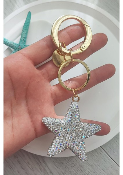 Zirkon Taşlı Gümüş Renk Yıldız Model Çanta Aksesuarı ve Anahtarlık fiyatları