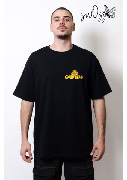 Garfield Ön ve Sırt Baskılı Unisex Oversize Tshirt