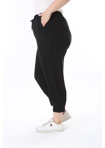 Kadın Büyük Beden Likralı Viskon Kapri Pantolon Rahat Kalıp ve Paça Detaylı modelleri